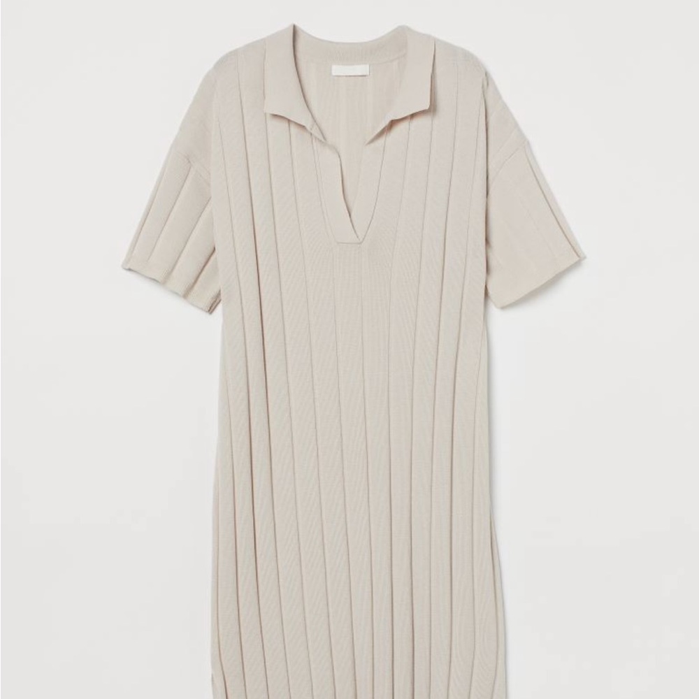H&M Ribbed Knit Collared Dress